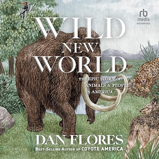 illustrated mammoth in modern day forest