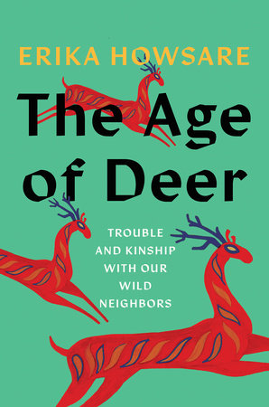 red illustrated deer run across a page