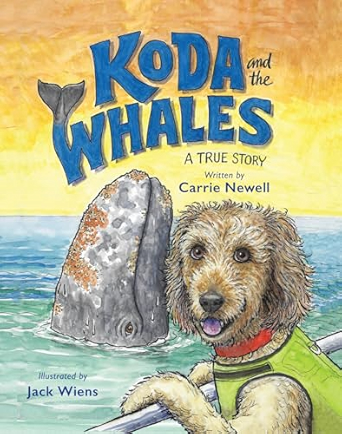 illustration of dog near surfacing whale