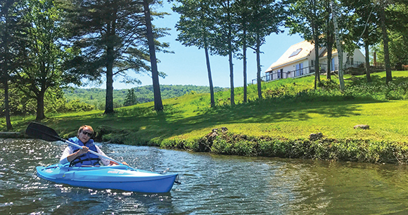 Don kayaking on Vermont's Silver Lake in 2020