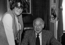 Cynthia Wilson with Interior Secretary Cecil D. Andrus, who paid tribute to her contributions to conservation by dubbing her "our Lady of the Redwoods"