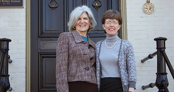 Mary lou and Nancey Blaney in front of AWI headquarters in Washington, DC