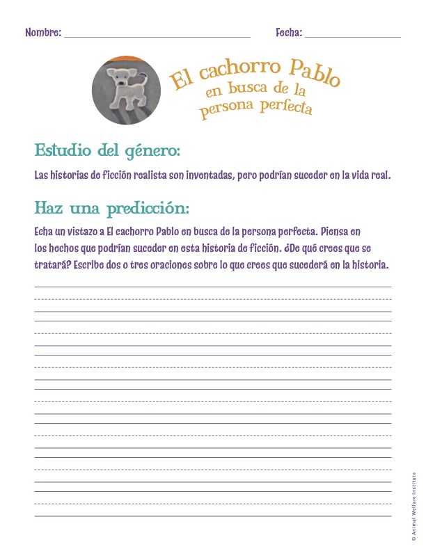 Cover of El Cachorro Pablo en Busca de la Persona Perfecta Lesson Plan